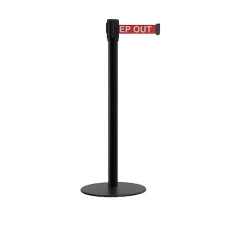 Retractable Belt Stanchion, Low Base, 2in Black Post  7.5'RDang..Belt